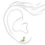 Sterling Silver Green Crystal Dinosaur Stud Earrings,