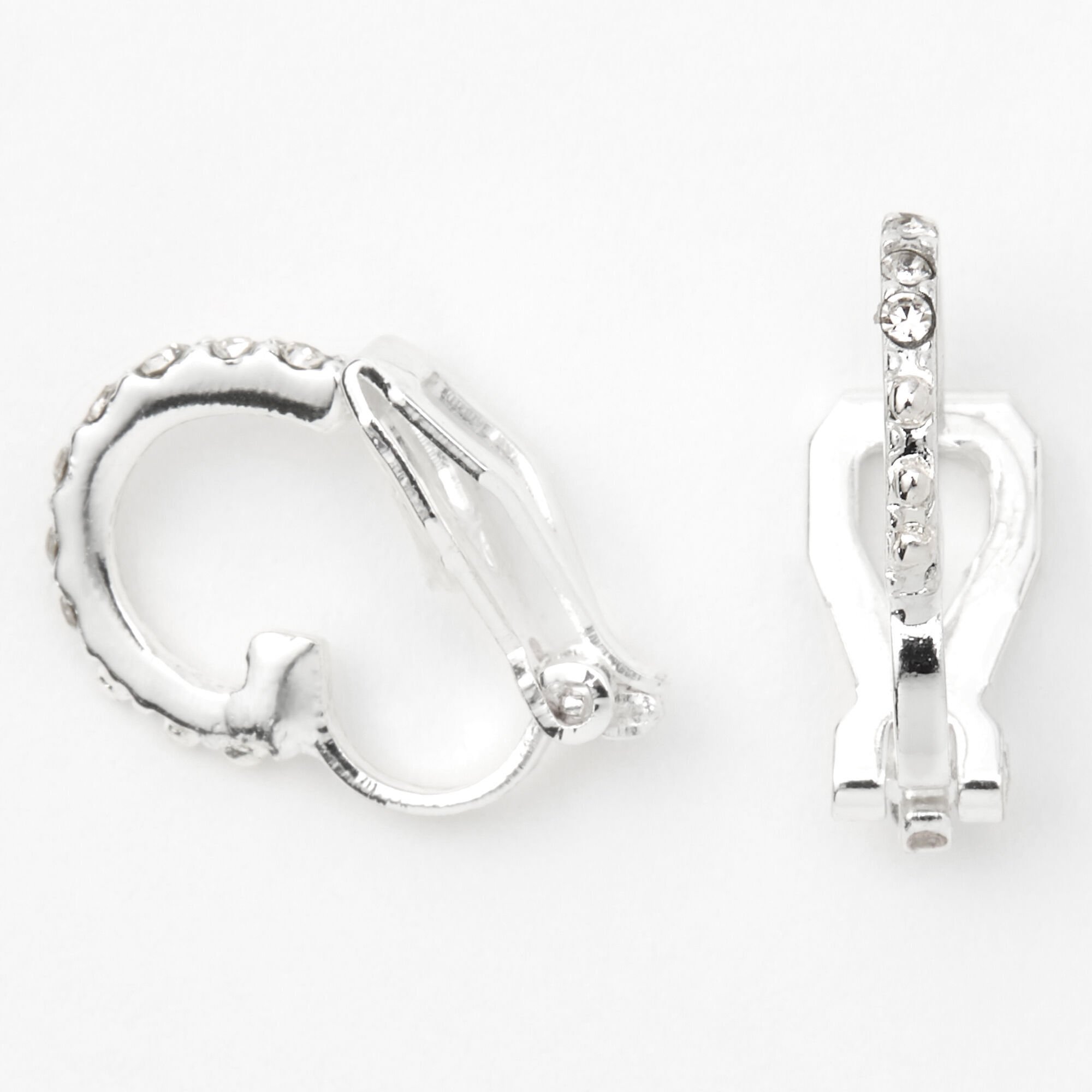 Silver-tone 10mm Crystal Clip-On Earrings,