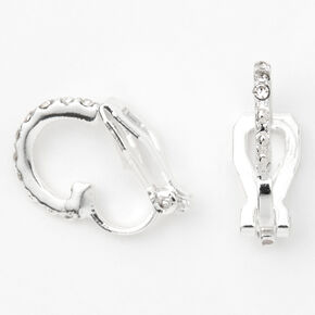 Silver-tone 10mm Crystal Clip-On Earrings,
