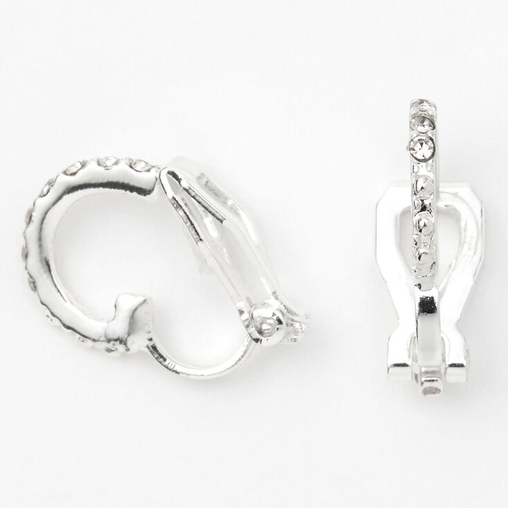 Silver 10MM Crystal Clip-On Earrings