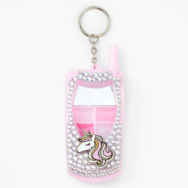 Unicorn Flip Phone Bling Lip Gloss Set - Pale Pink,