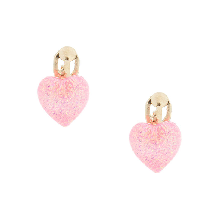 Pink Heart Shaped Clip On Earrings Claire S Us Pink Heart Shaped Clip On Earrings
