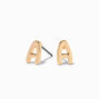 Gold Rounded Initial Stud Earrings - A,