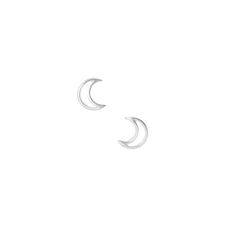 Sterling Silver Crescent Moon Stud Earrings,