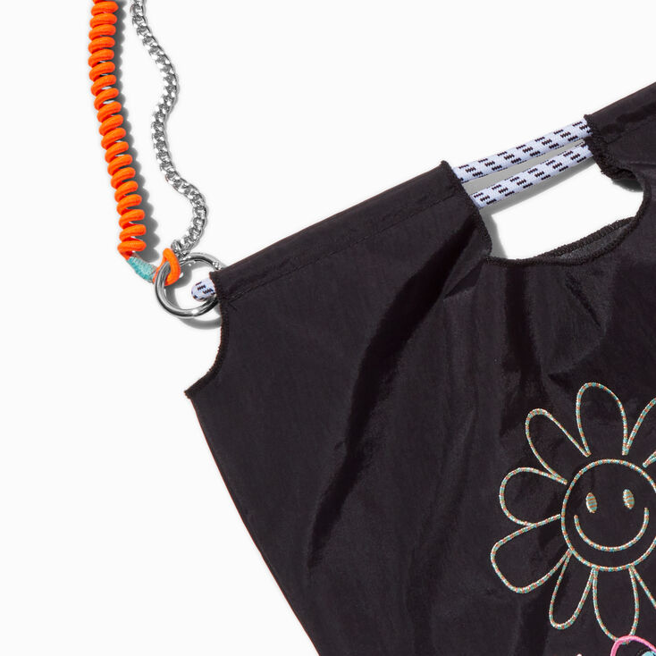 &quot;Happy&quot; Daisy Black Festival Tote Bag,