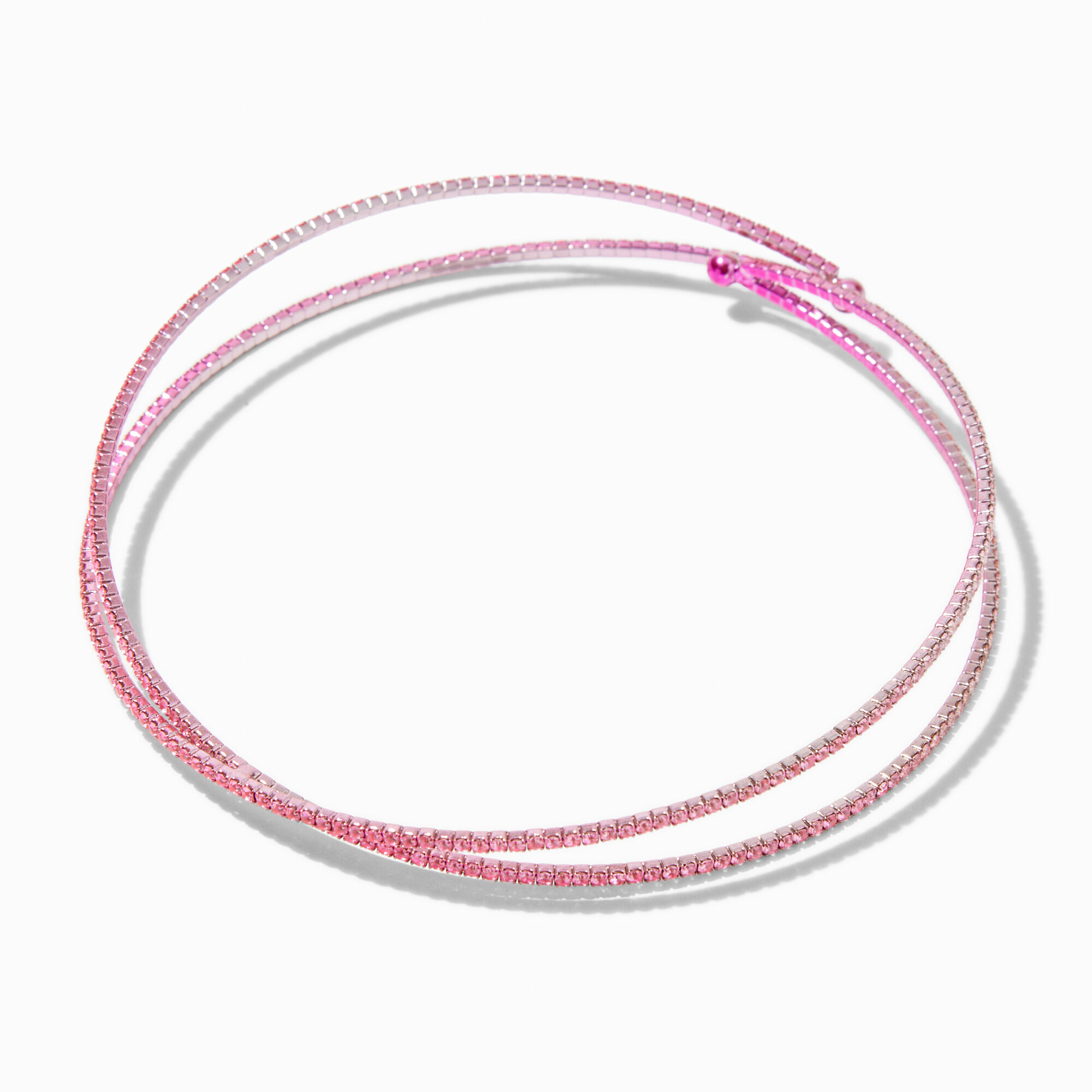 View Claires Anodized Cross Over Rigid Choker Necklace Pink information