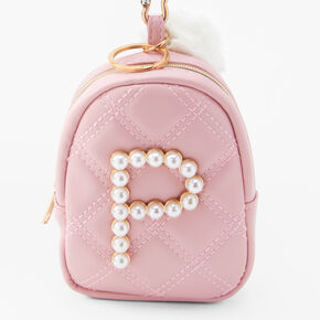 Initial Pearl Mini Backpack Keyring - Blush Pink, P,