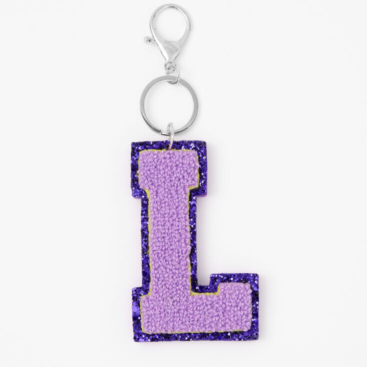 Purple Varsity Initial Keyring - L,