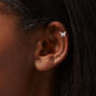 Silver-tone Stainless Steel 16G Butterfly Cubic Zirconia Flat Back Cartilage Earrings - 3 Pack,