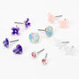 Pastel Rainbow Butterfly Stud Earrings - 6 Pack,