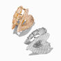 Mixed Metal Textured Heart Hair Claws - 2 Pack,