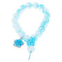 Cracked Blue Bead Stretch Bracelet with Flower Charm,