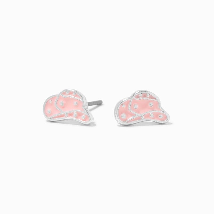 Pink Cowboy Hat Stud Earrings,