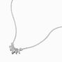 Silver-tone Cubic Zirconia Leaf Arch Pendant Necklace,