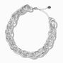 Silver-tone Textured Mega Link Chain Necklace ,