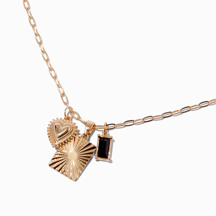 Gold-tone Mixed Charm Pendant Necklace,