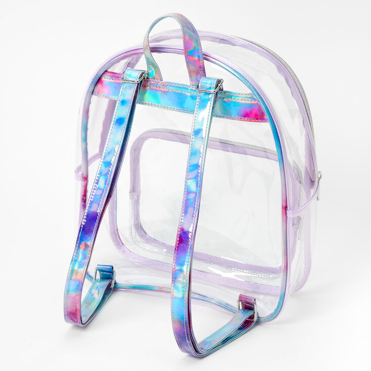 Tie Dye Trimmed Medium Backpack - Clear,