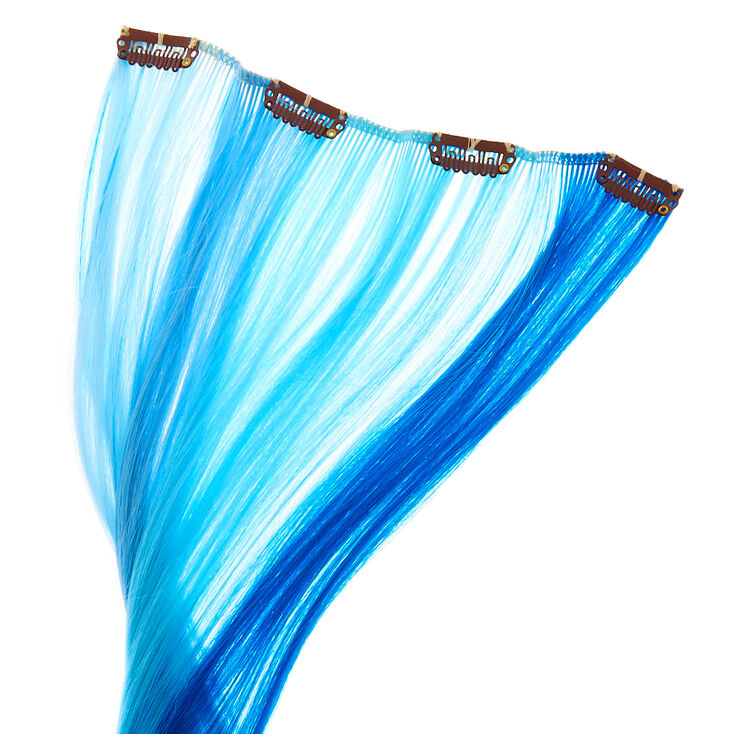 Feelin&#39; The Blues Faux Hair Clip In Extensions - Blue, 4 Pack,