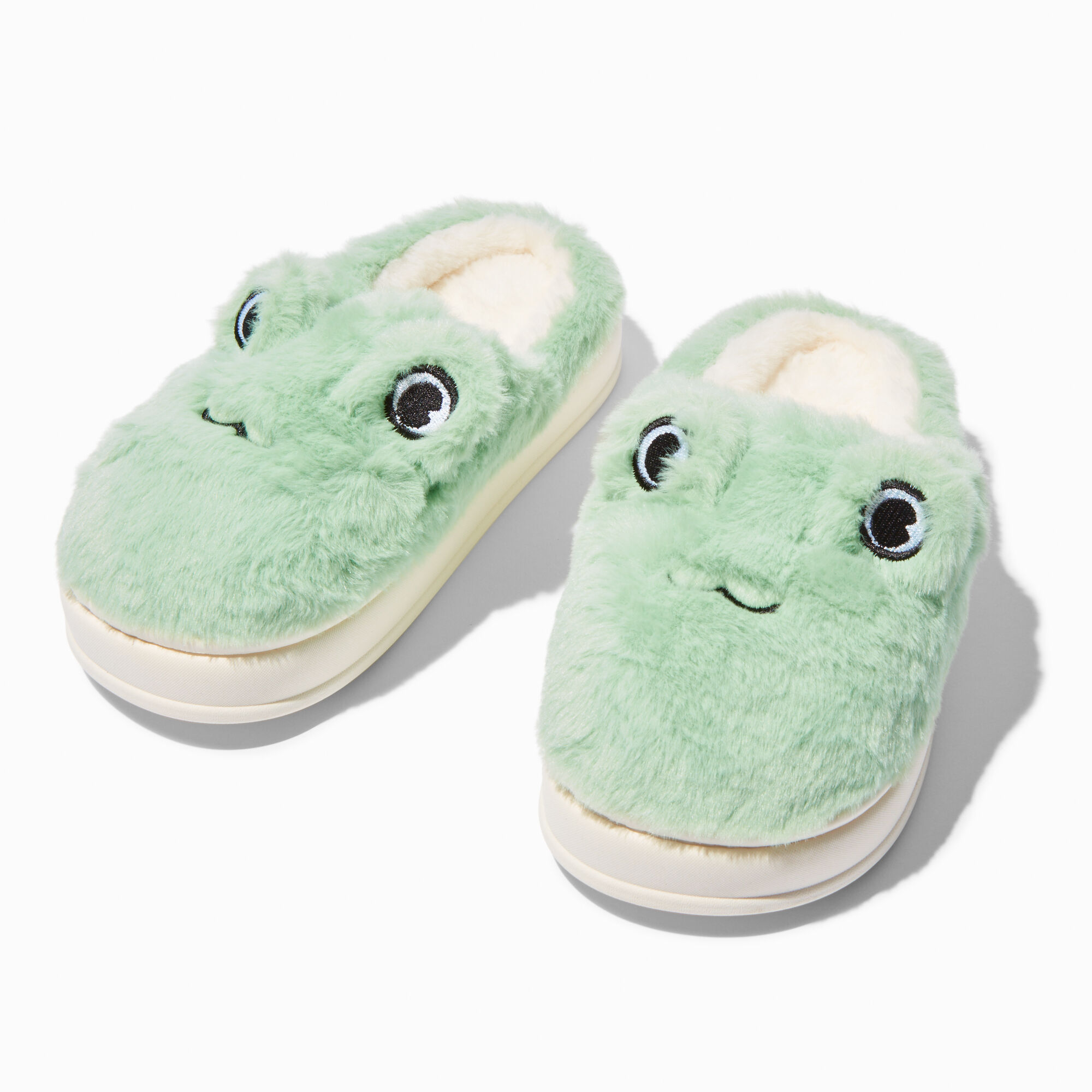 View Claires Club Frog Plush Slippers Green information