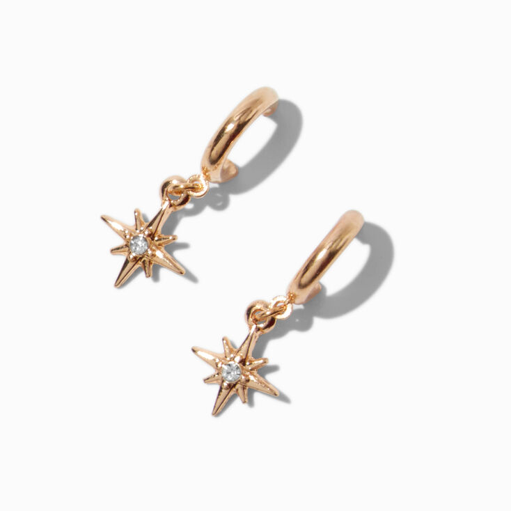 Gold-tone Starburst Hoop Earrings,