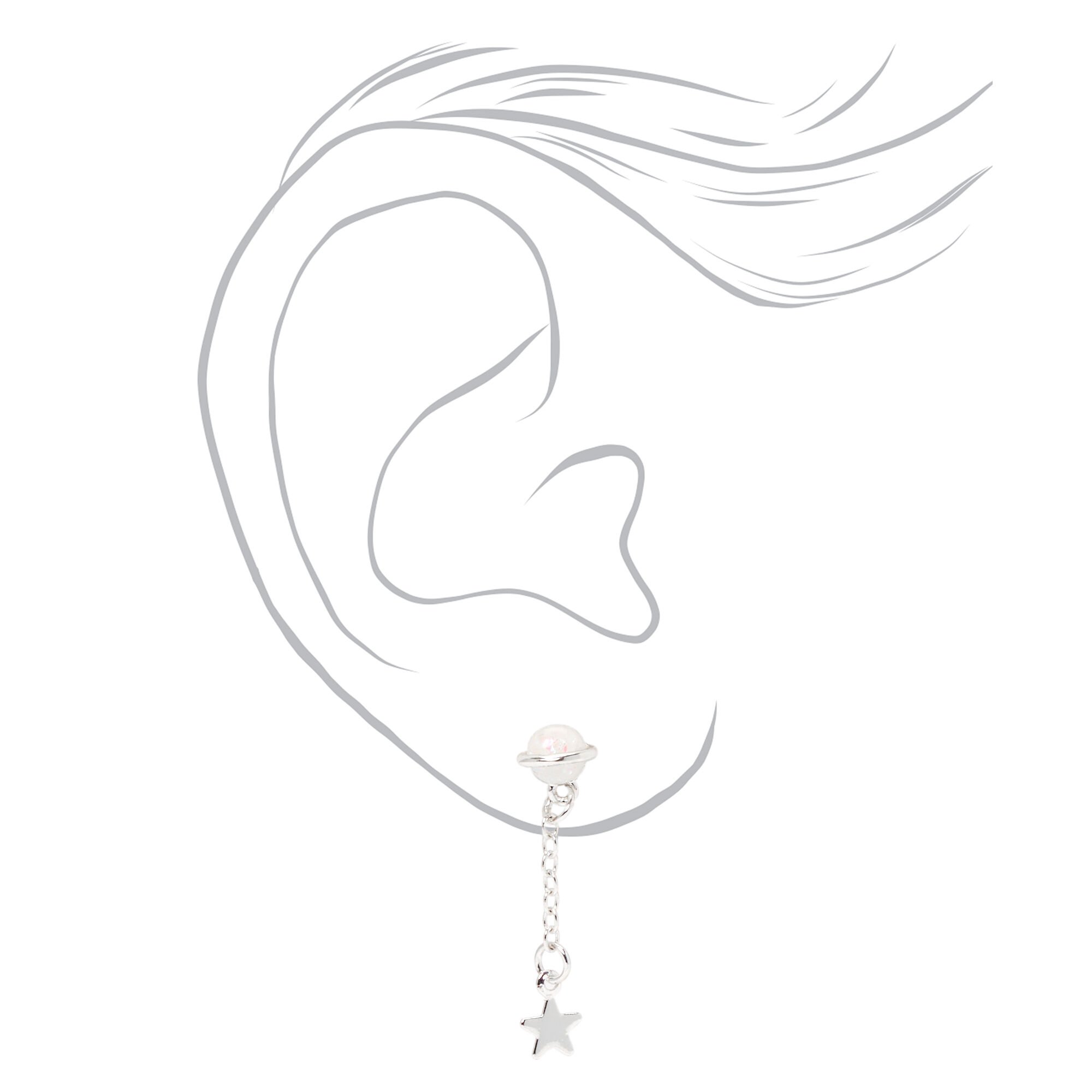 Astronaut Star Moon Stud & Drop Earrings - 3 Pack,