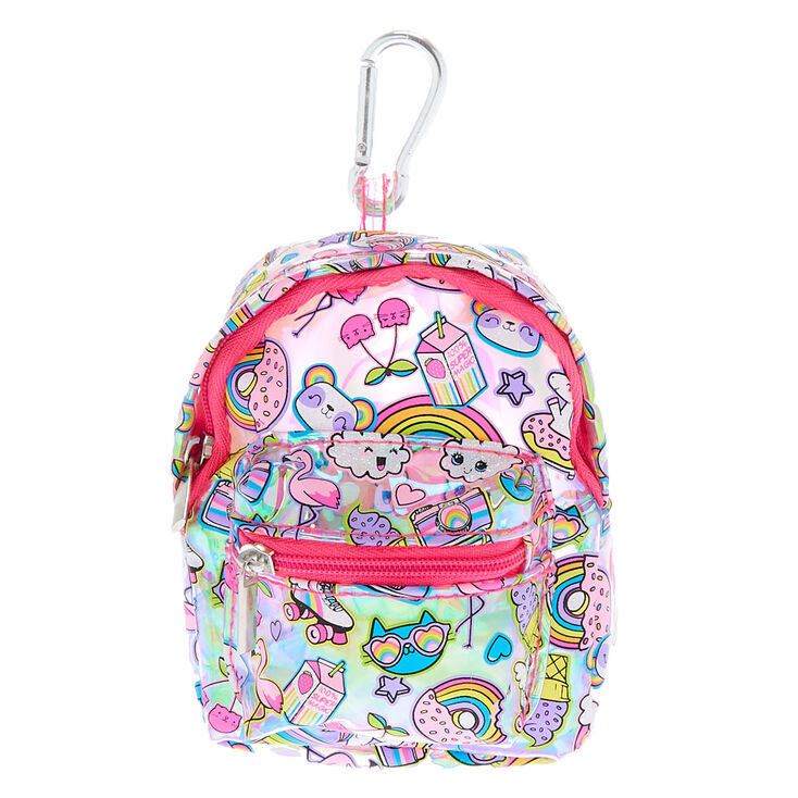 Claire's mini backpack keychain notebook pen set pink rainbow Heart Love