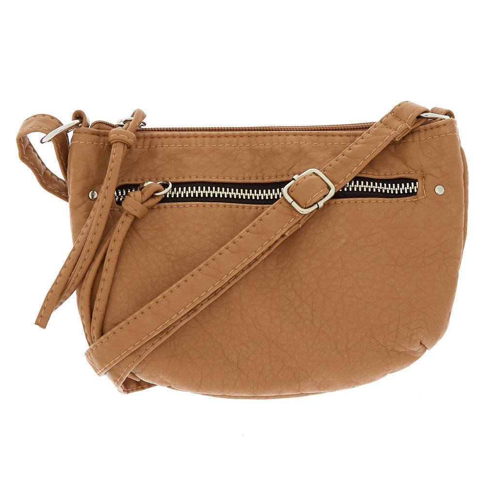small tan leather crossbody bag