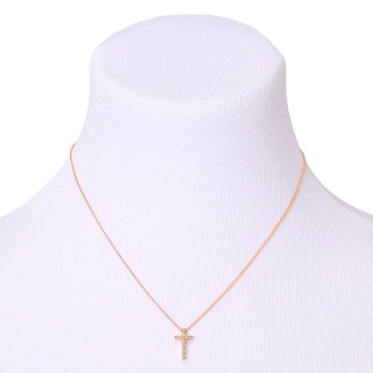 Gold Cross Pendant Necklace,