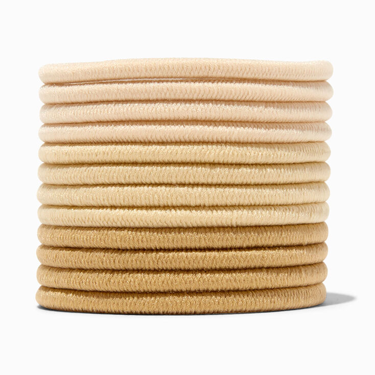 Mixed Tan &amp; Cream Lurex Hair Ties - 12 Pack,