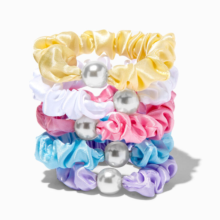 Claire&#39;s Club Small Pastel Silky Pearl Hair Scrunchies - 5 Pack,