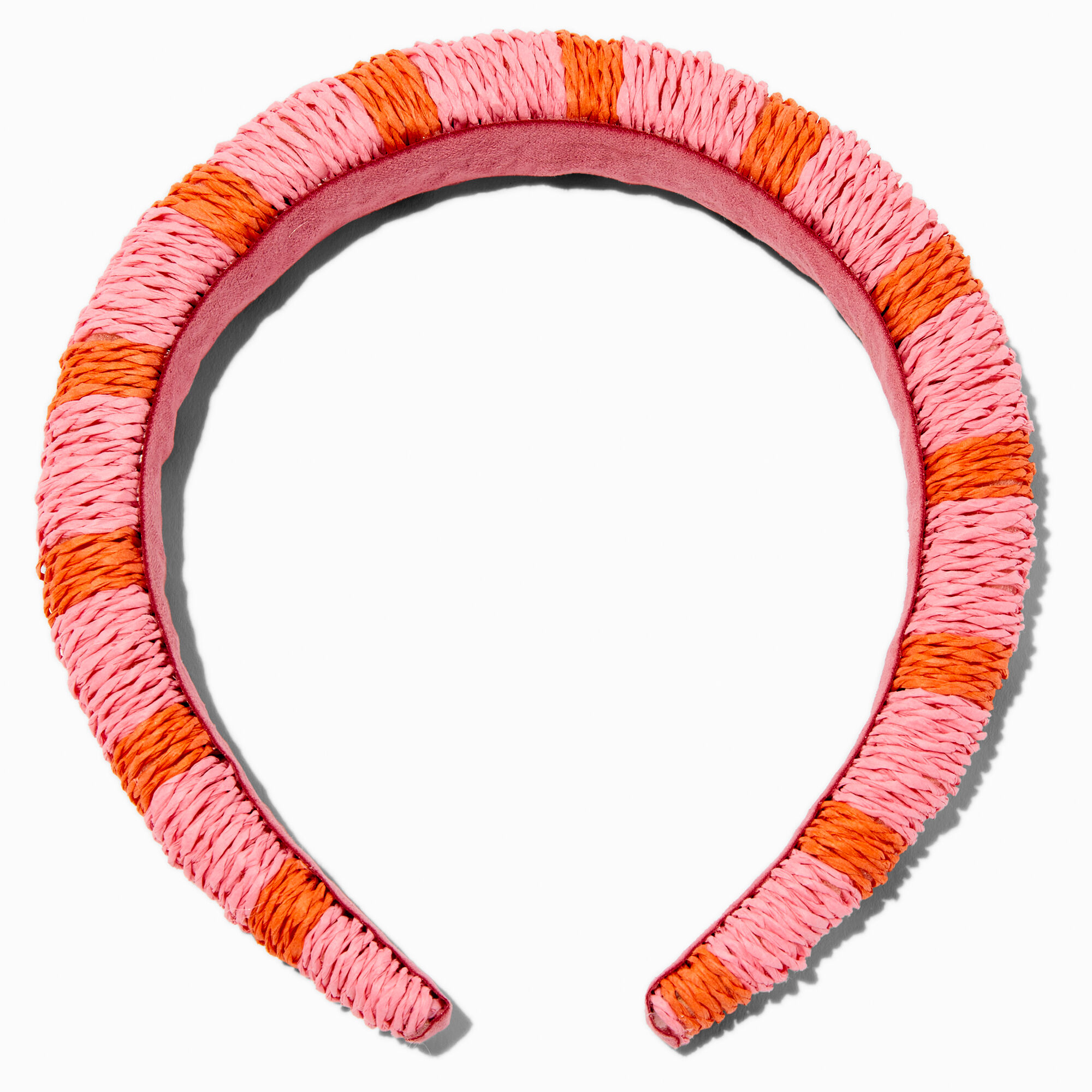 Pink & Orange Striped Rattan Headband,