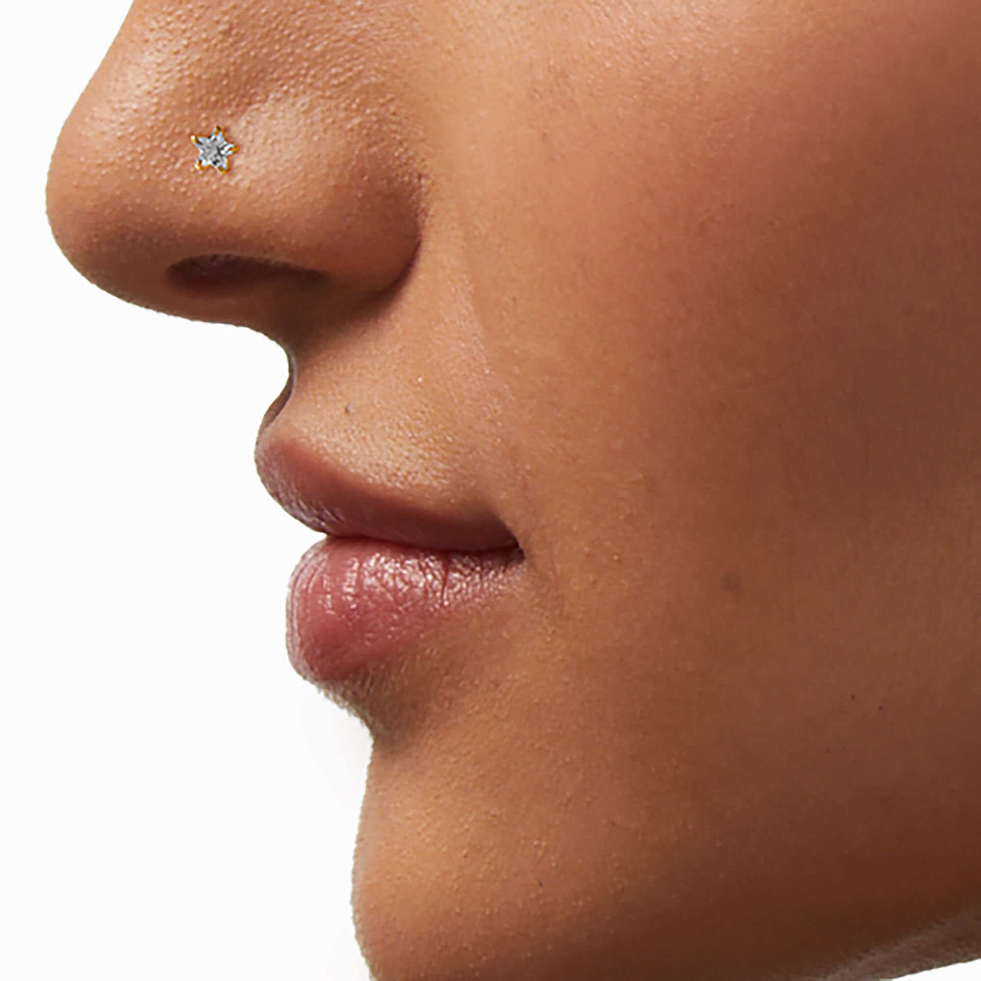 22G Gold-tone Sterling Silver Mixed Crystal Nose Studs - 3 Pack