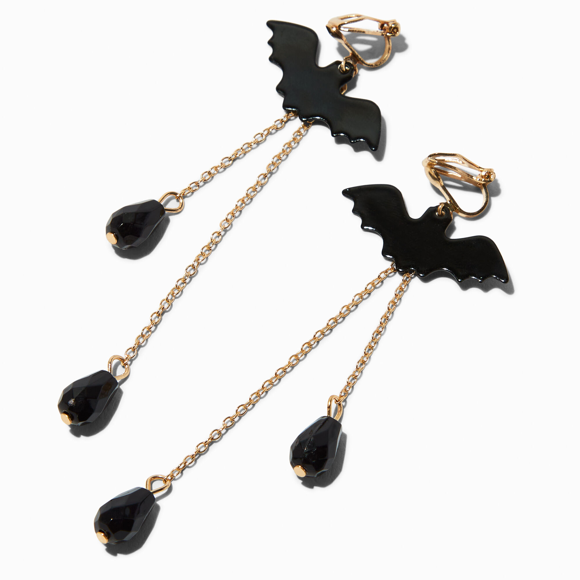 View Claires Bats 35 ClipOn Drop Earrings Black information