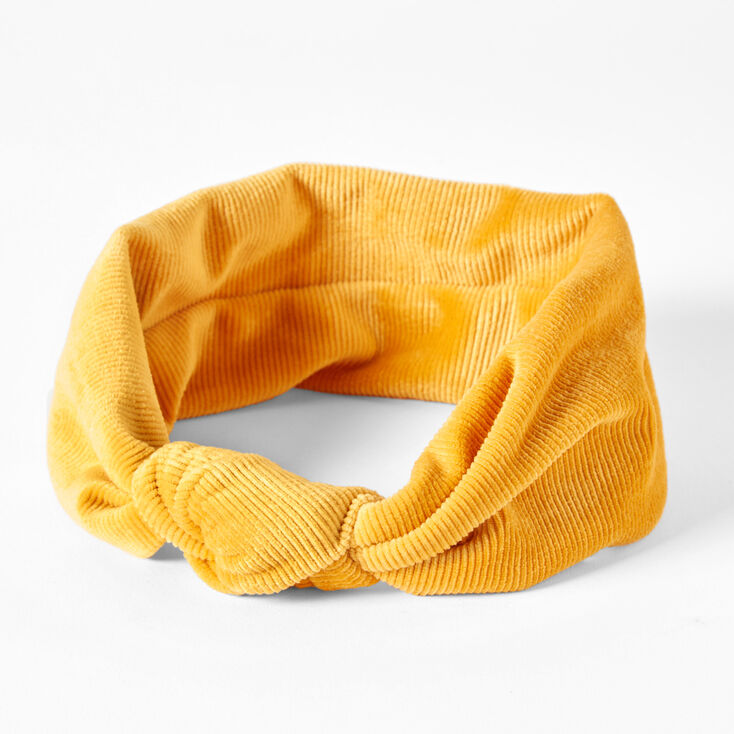 Velvet Knit Knotted Headwrap - Mustard Yellow,