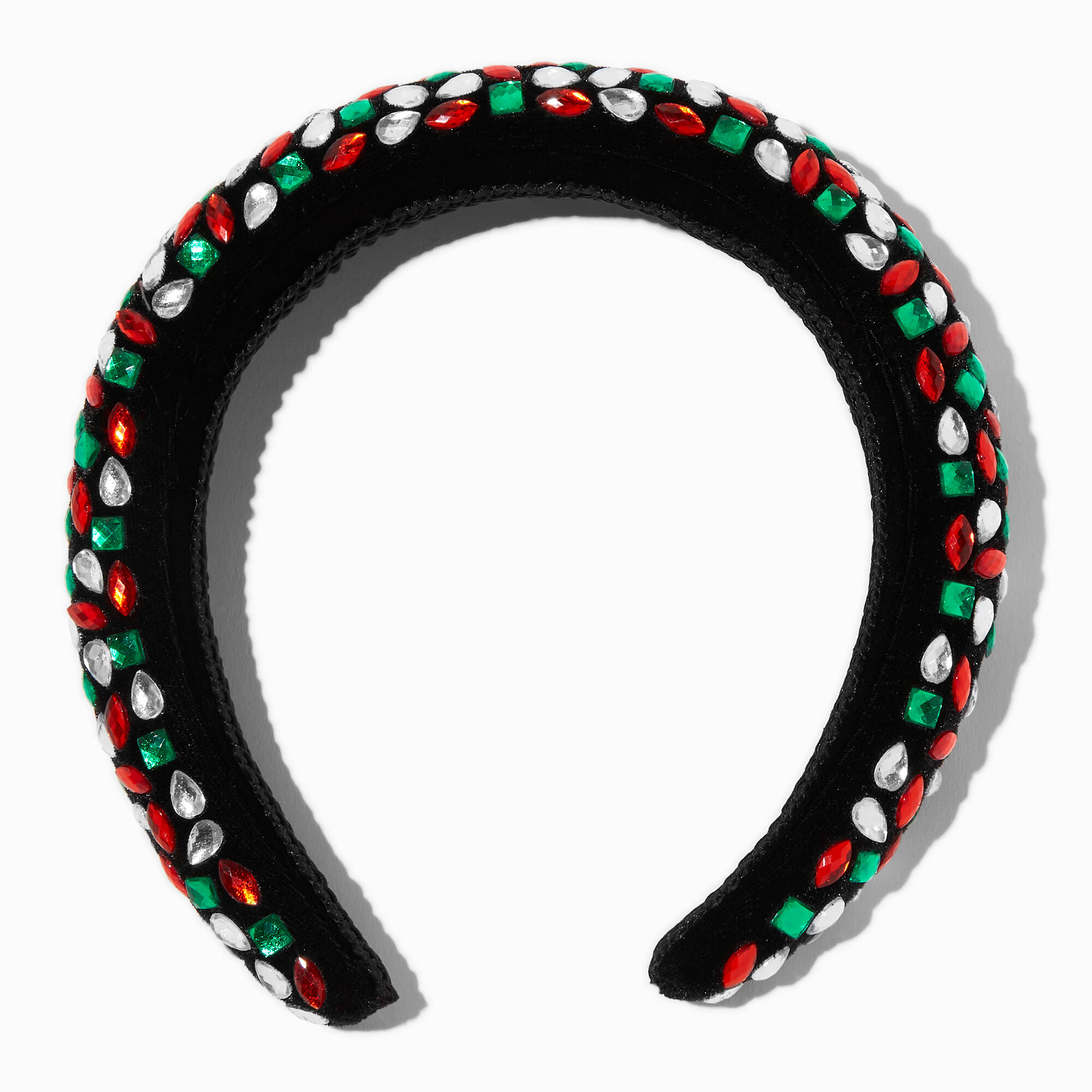 View Claires Christmas Gemstone Velvet Headband Black information