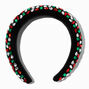 Serre-t&ecirc;te en imitation velours noir strass No&euml;l,