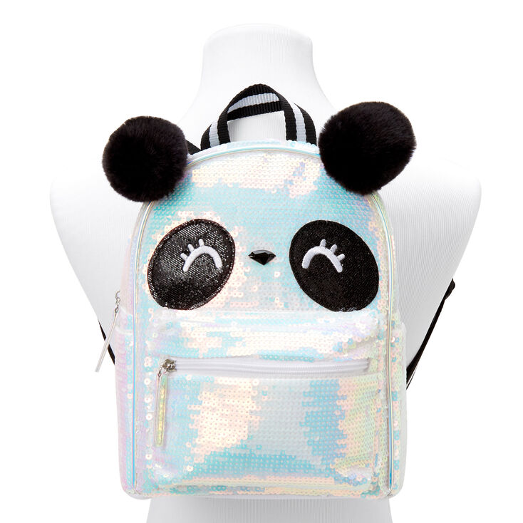 Sequin Panda Mini Backpack - White,