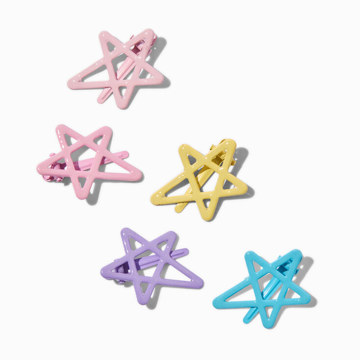 Barrettes clic clac &eacute;toile pastel - Lot de 5,