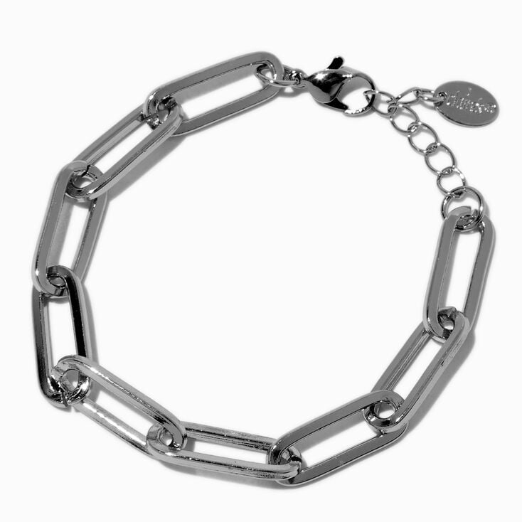 Silver-tone Large Paper Clip Chain Bracelet,