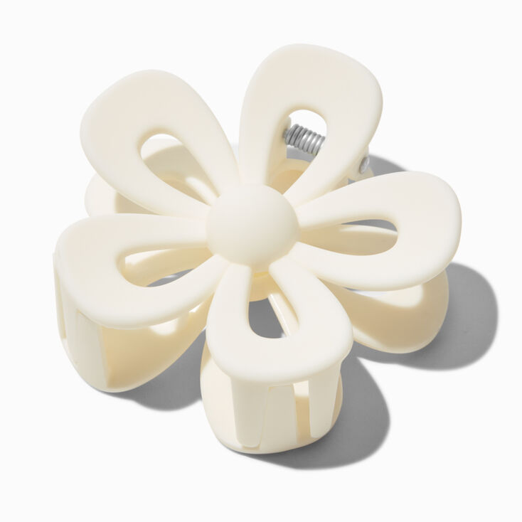 Pince &agrave; cheveux fleur ajour&eacute;e blanche,