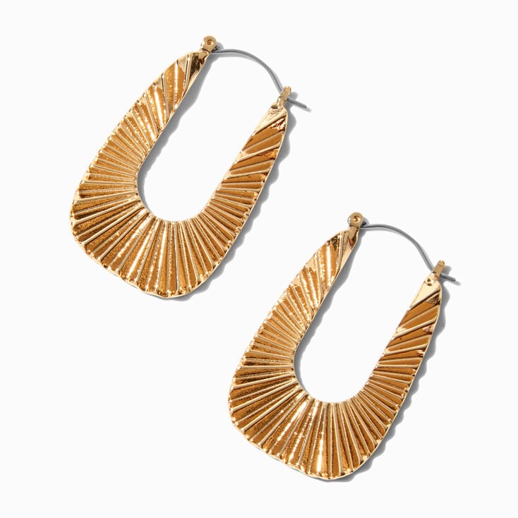 Gold-tone Textured Square 40mm Hoop Earrings,