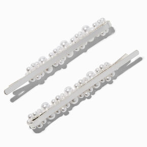 Pearl Cluster Silver-tone Hair Pins - 2 Pack,