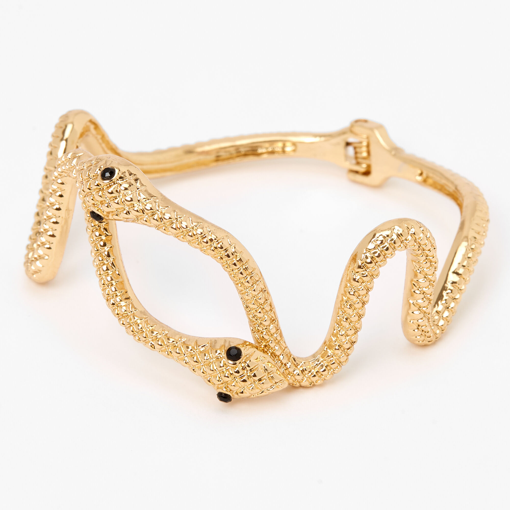 View Claires GoldTone Textured Snake Cuff Bracelet Black information