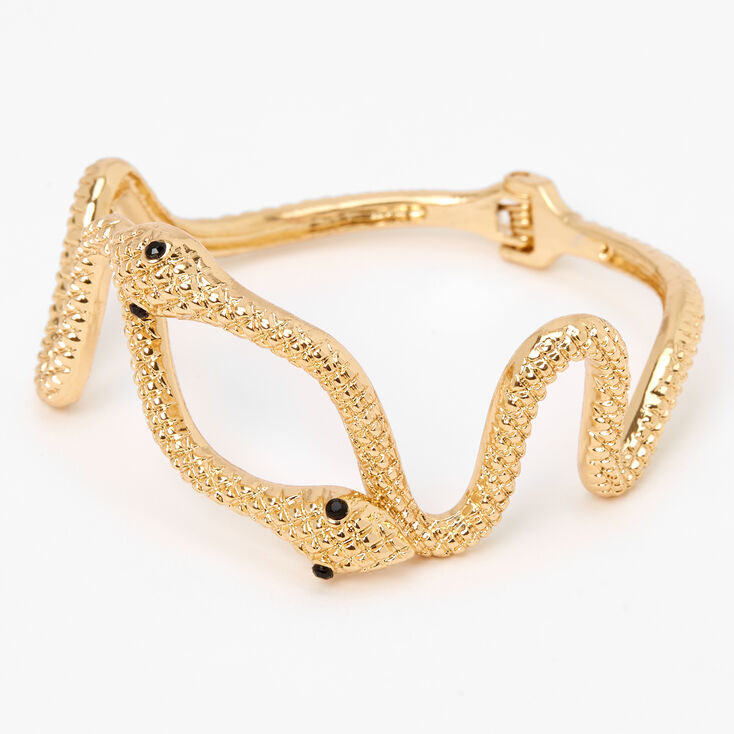 Gold-tone Textured Snake Cuff Bracelet,