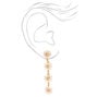 Gold 2&quot; Daisy Flower Linear Drop Earrings - White,