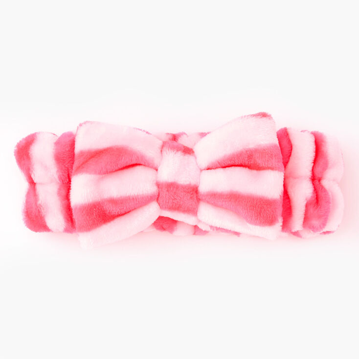 Hot Pink Stripe Makeup Bow Headwrap,