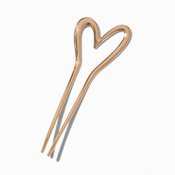 Gold-tone Open Heart Hair Pin,
