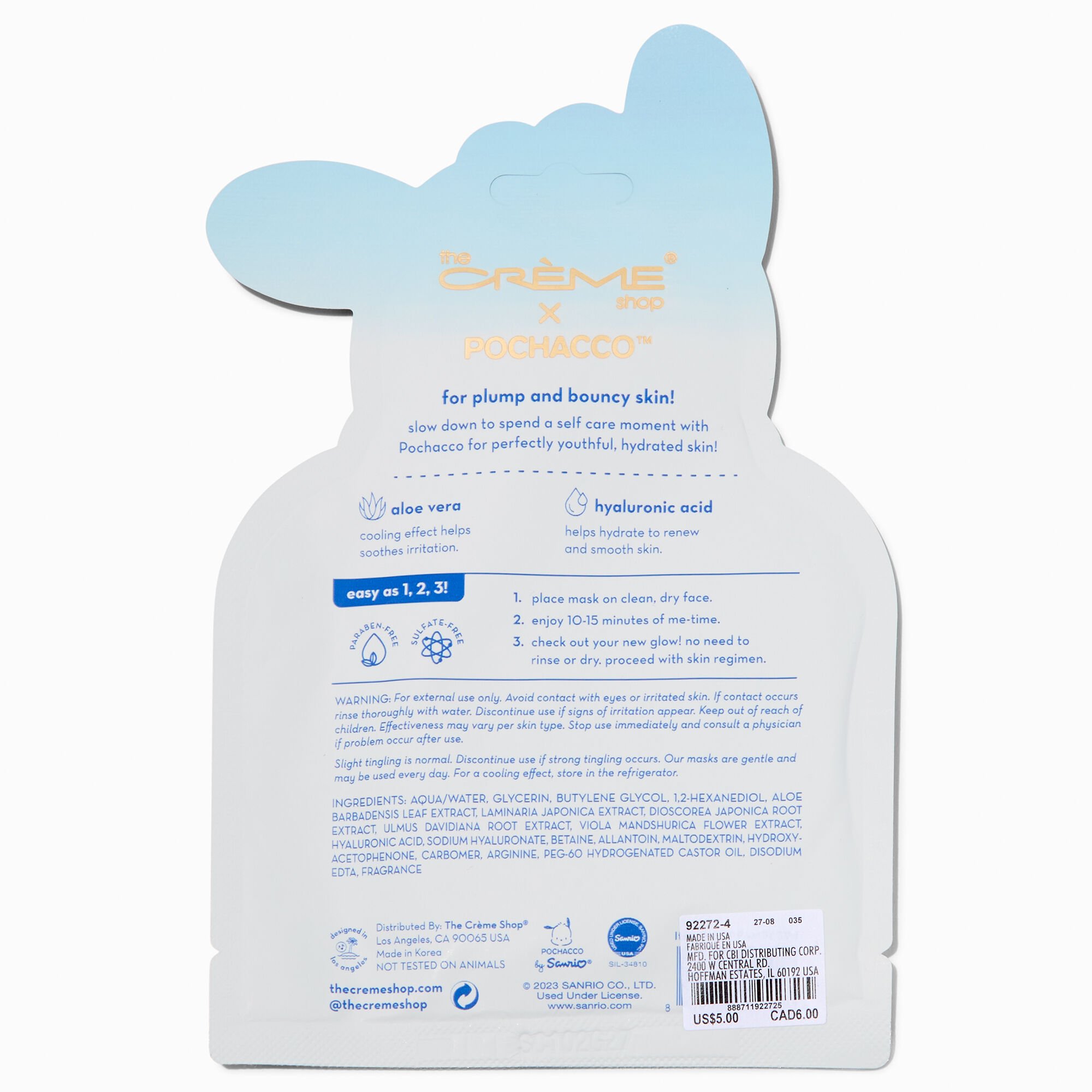The Crème Shop® x Pochacco™ Perfectly Plump! Printed Essence Sheet Mask,