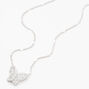 Collier &agrave; pendentif papillon en zircon cubique d&#39;imitation couleur argent&eacute;e,