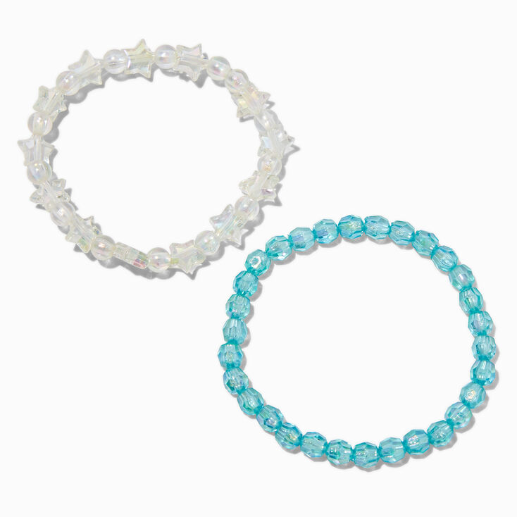 Iridescent Star &amp; Blue Beaded Stretch Bracelets - 2 Pack,